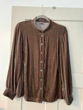 J. Jill Neutral Taupe Blouse
